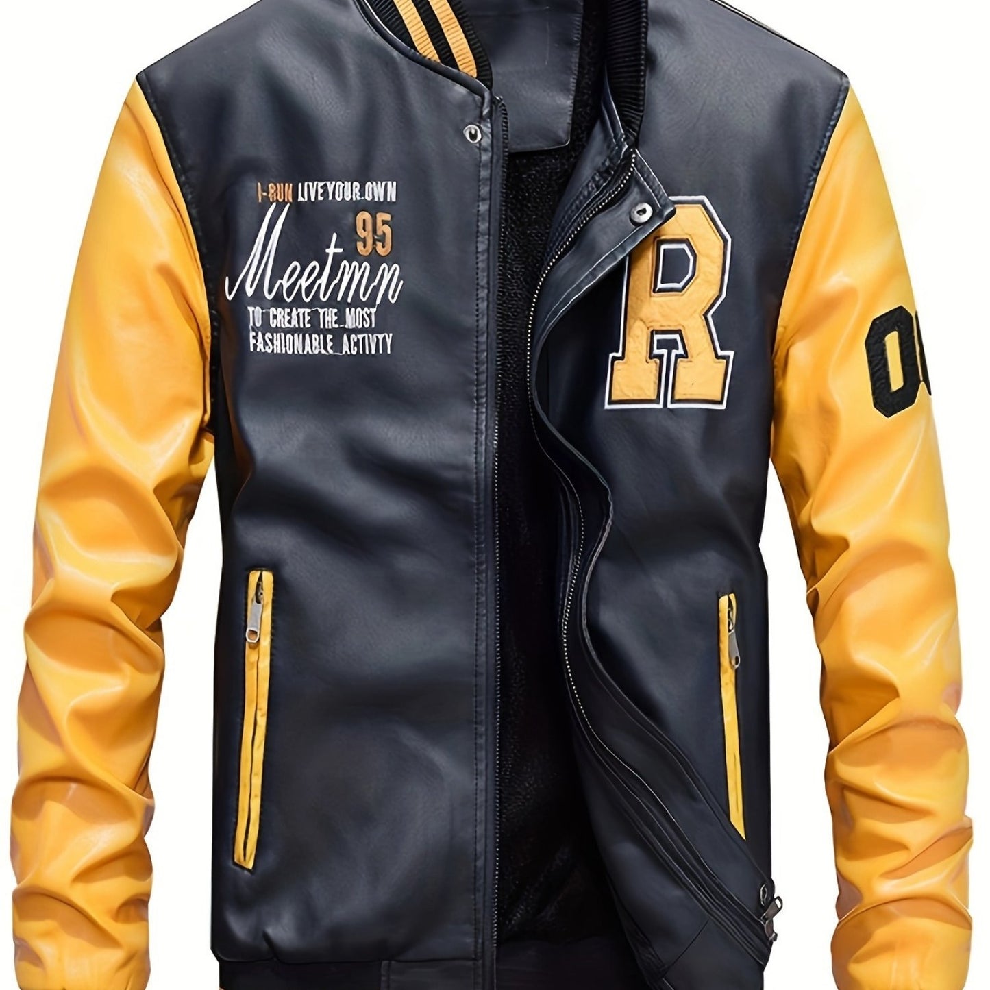 Mens Jacket Casual Baseball Stand Collar Slim Fit Coat