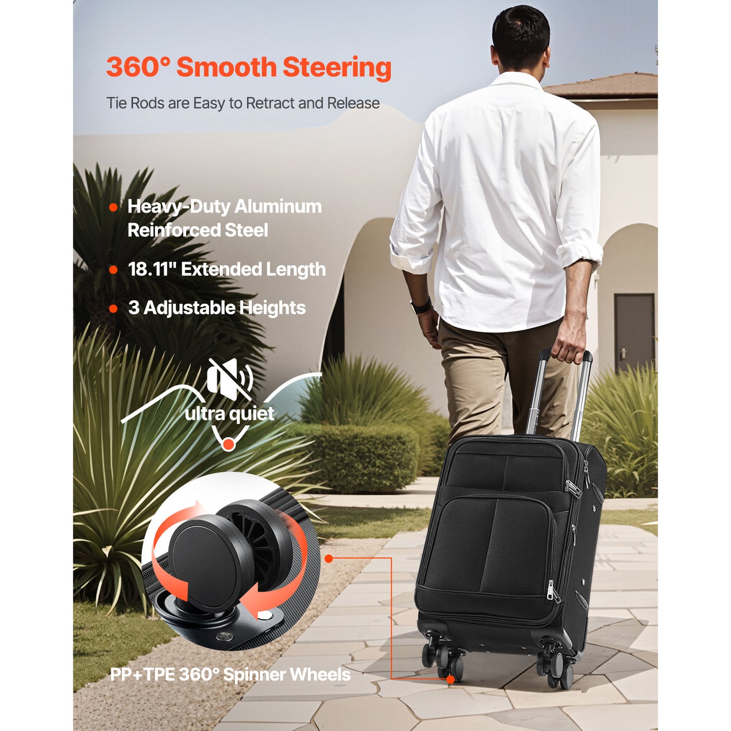 VEVOR Expandable Luggage With Spinner Wheels Carry On
