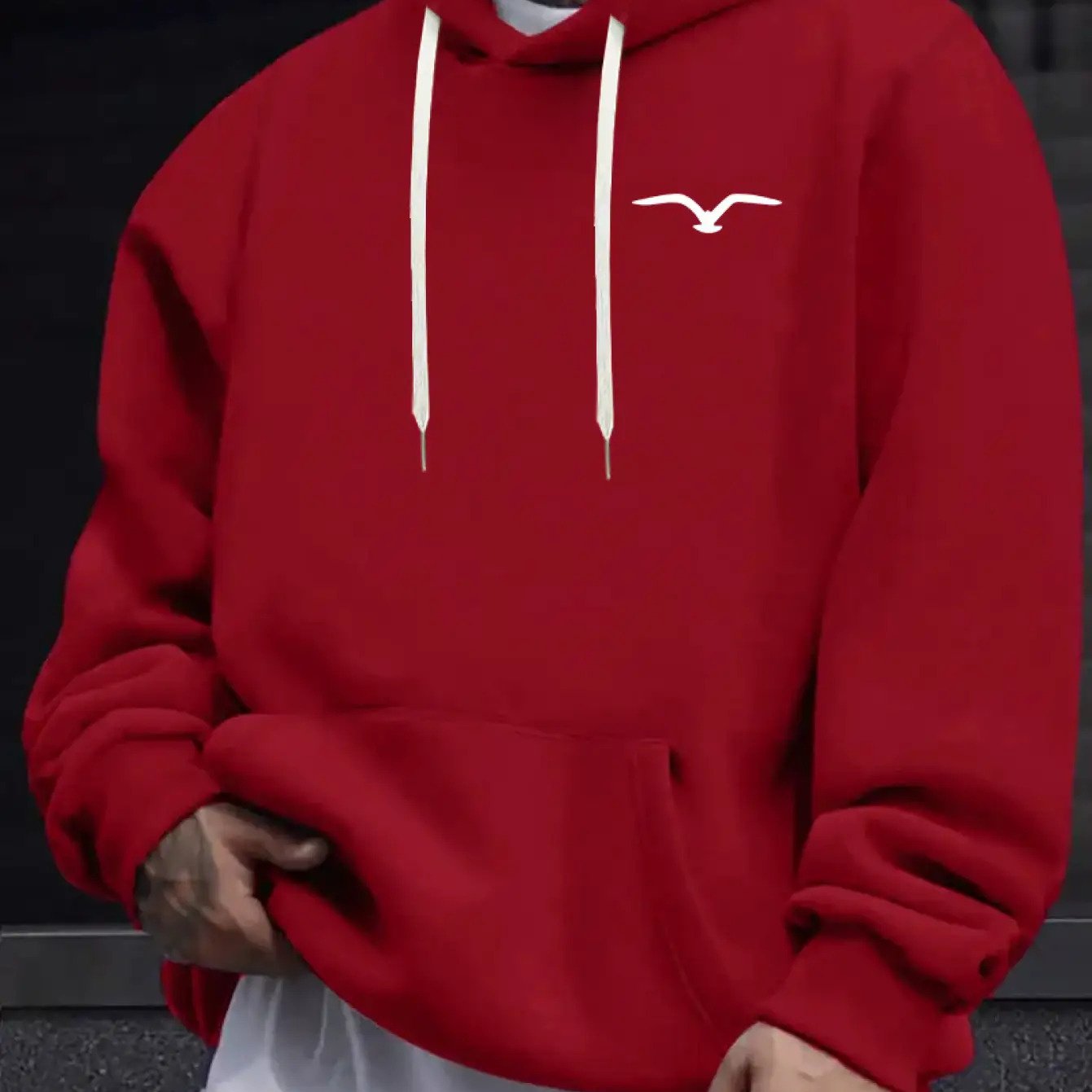 Idea Mens Heavyweight Hooded Sweatshirt Drawstring Hood