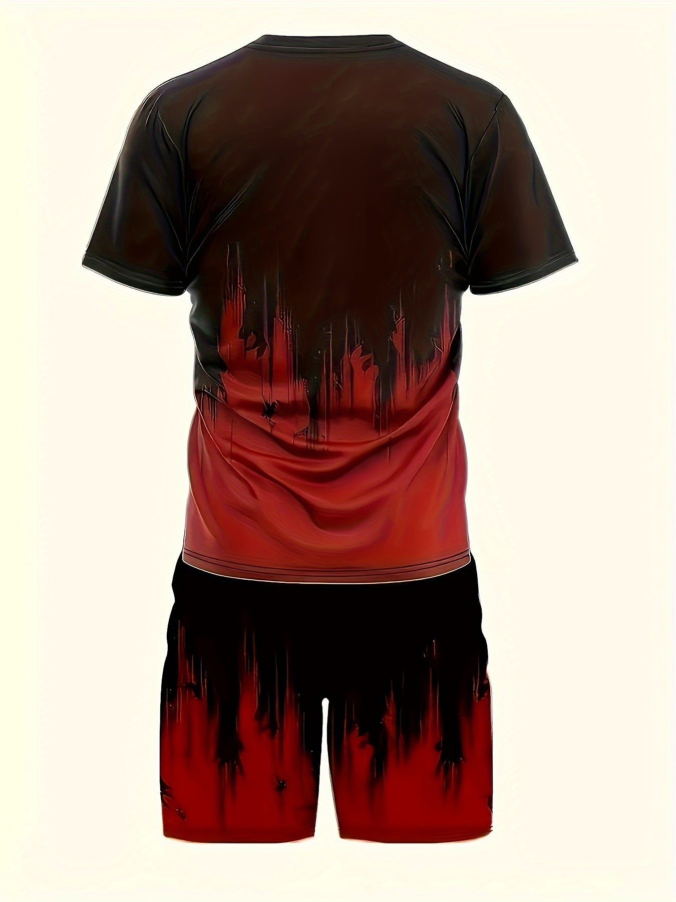 3D Pattern Print Men Two Piece Casual Tee And Shorts