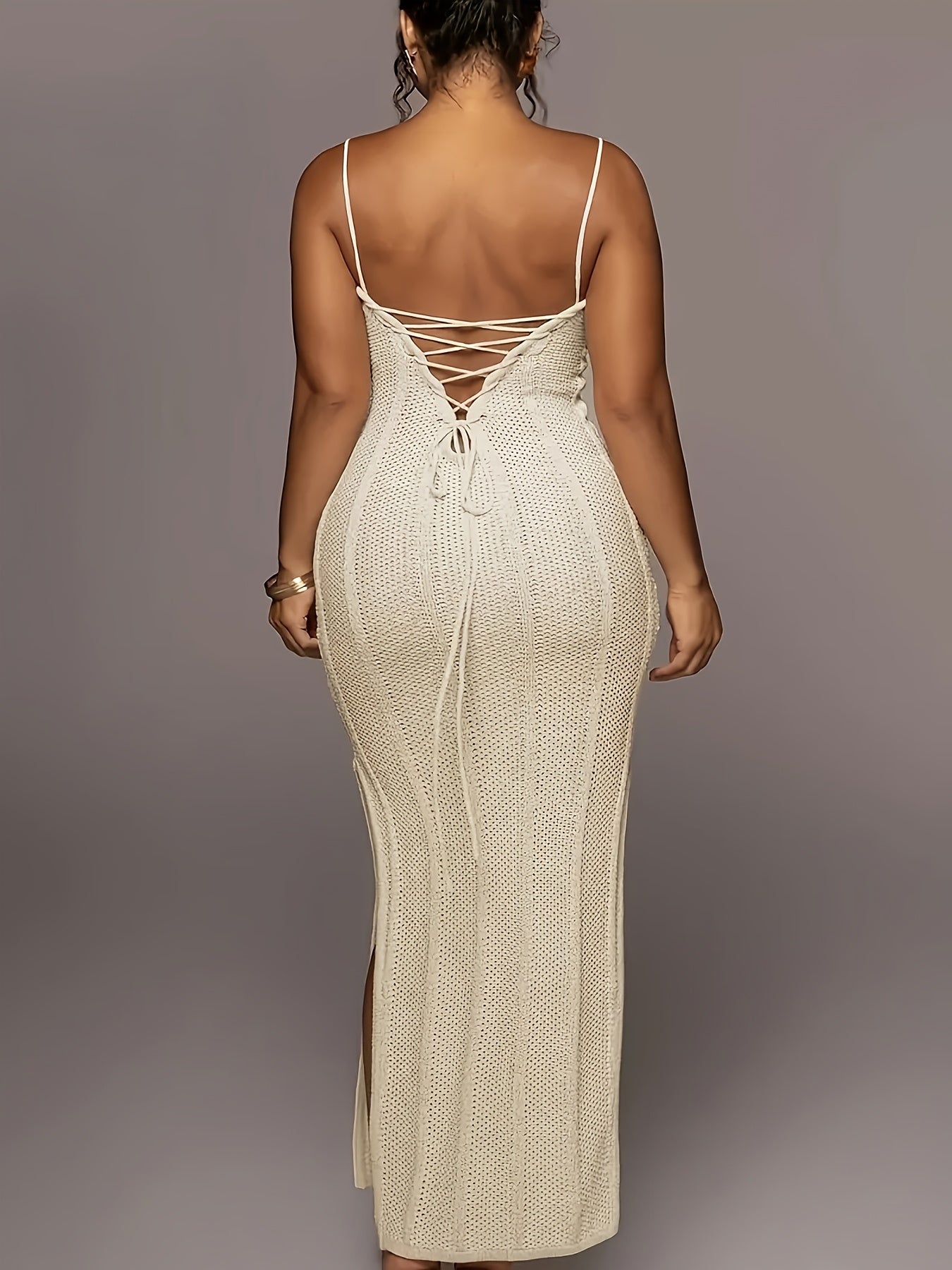 Backless Halter Tie Back Sweater Dress for Spring Summer