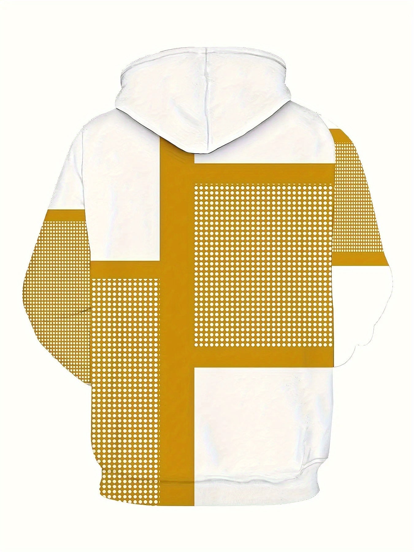 Mens Heavyweight Hoodie Geometric Pattern Sweatshirt