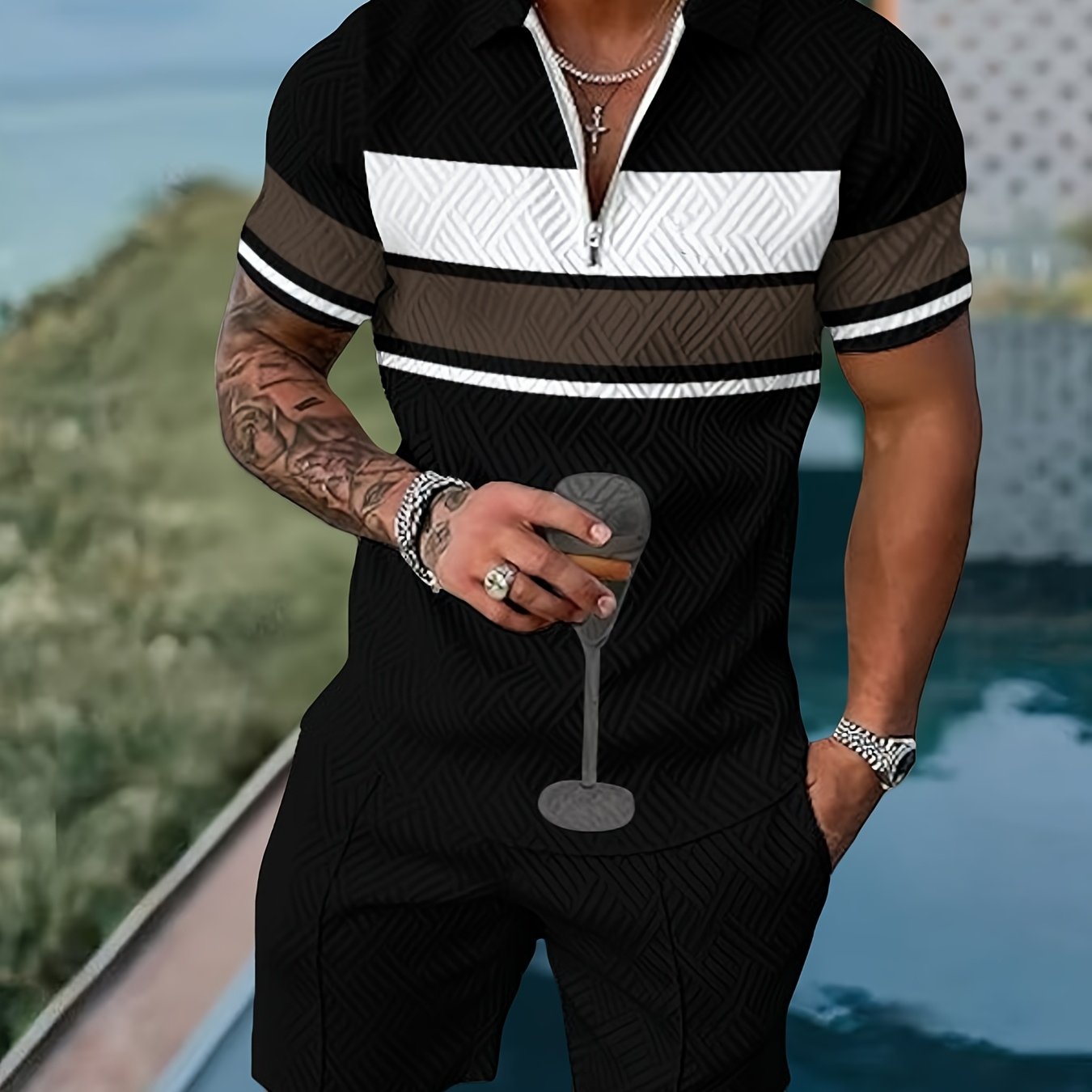 2Pc Men's Casual Sportswear Set 3D Printing T Shirt Shorts