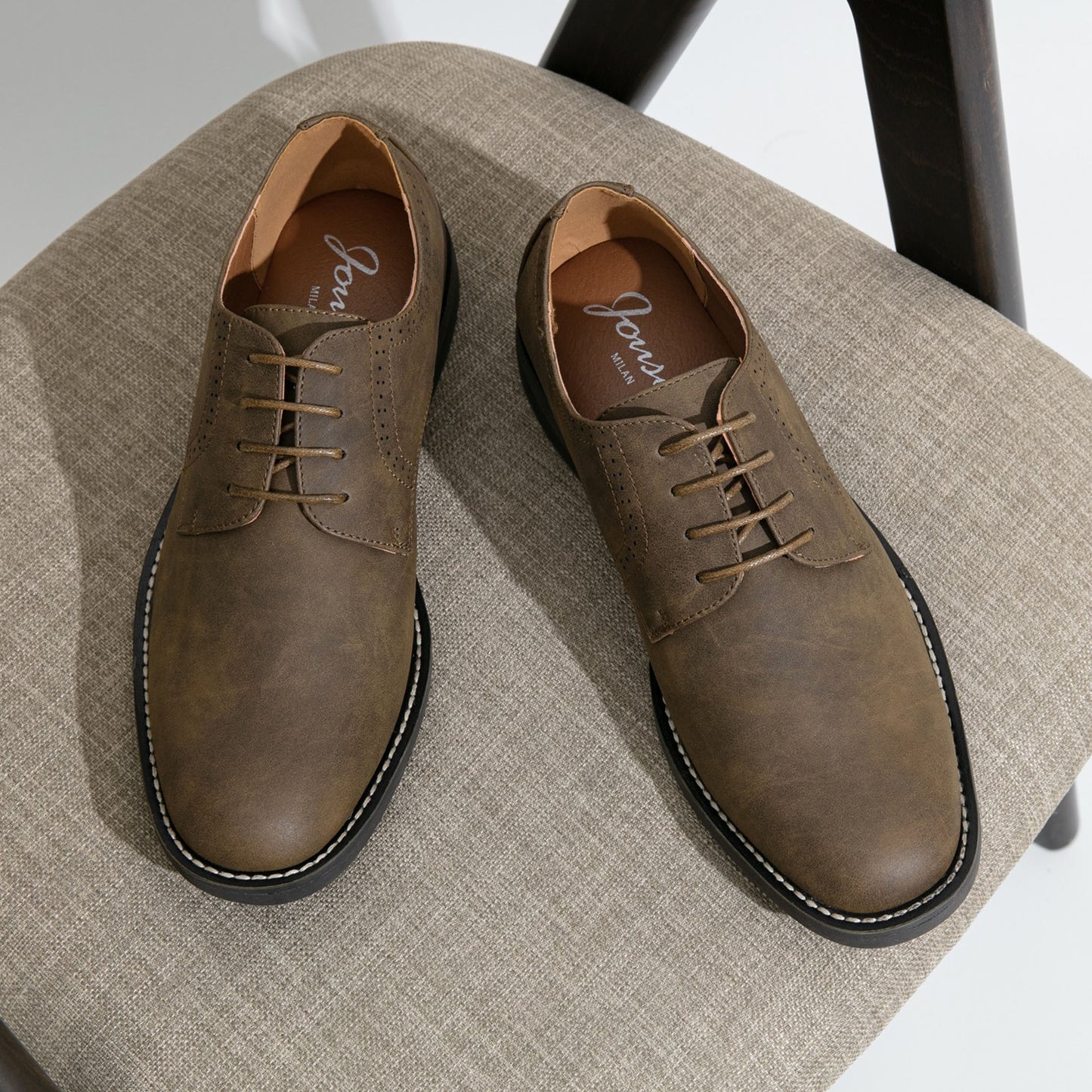 JOUSEN Men Casual Formal Dress Shoes Retro Style All Season