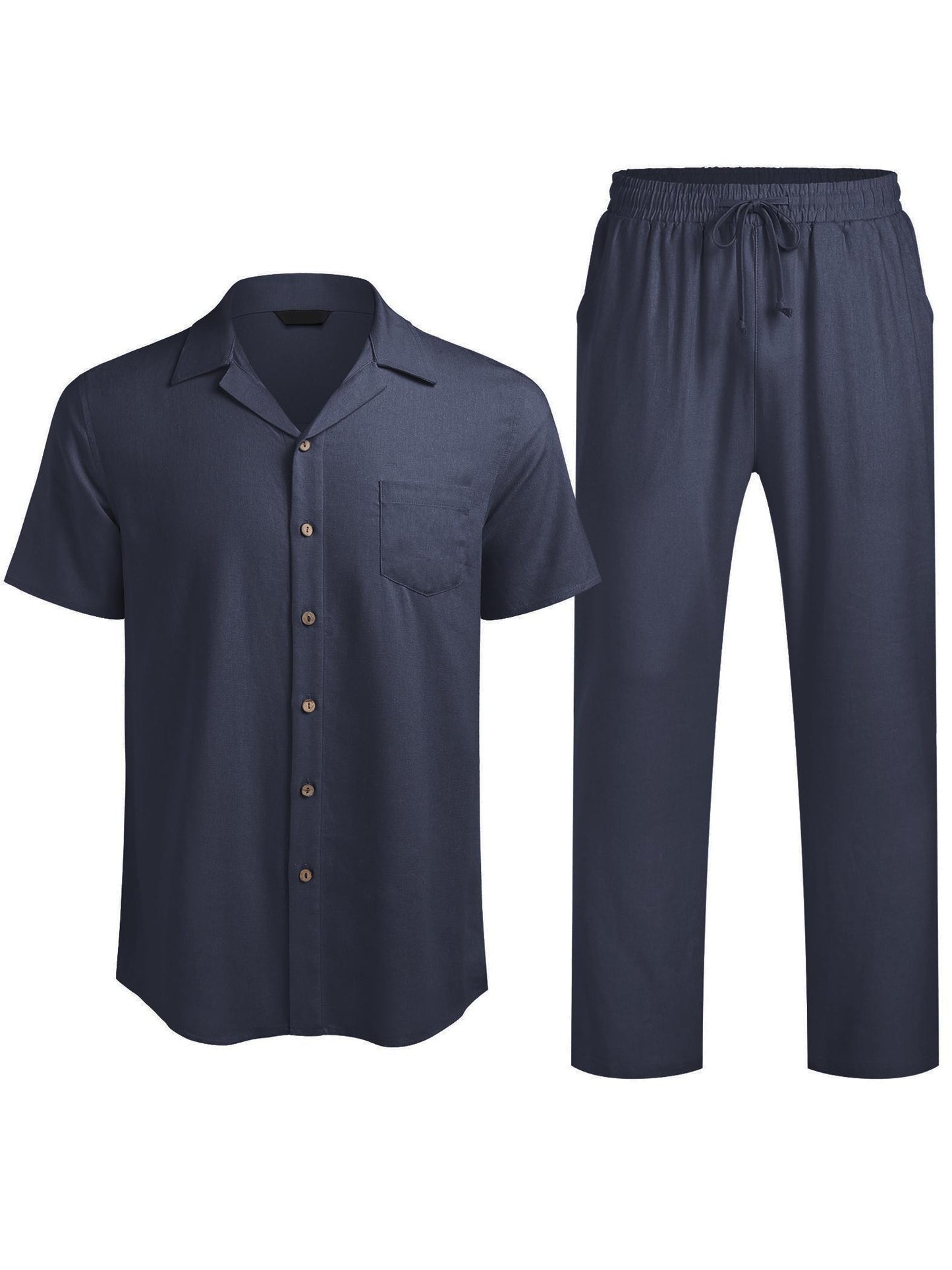 ELESOL Mens Linen Suit Two Piece Executive Set For Business