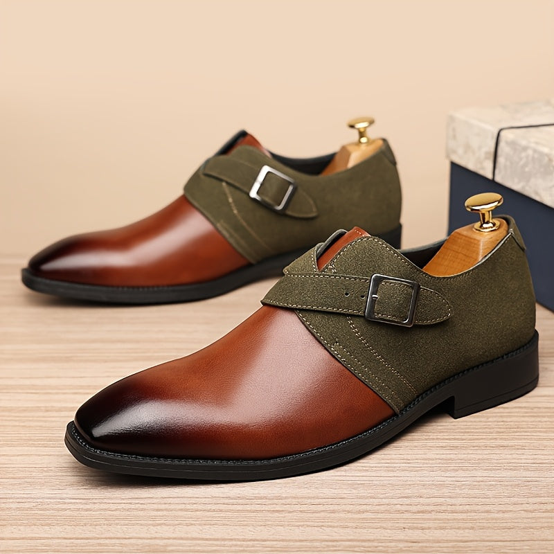 Mens Oxford Shoes Double Monk Straps With Rubber Sole