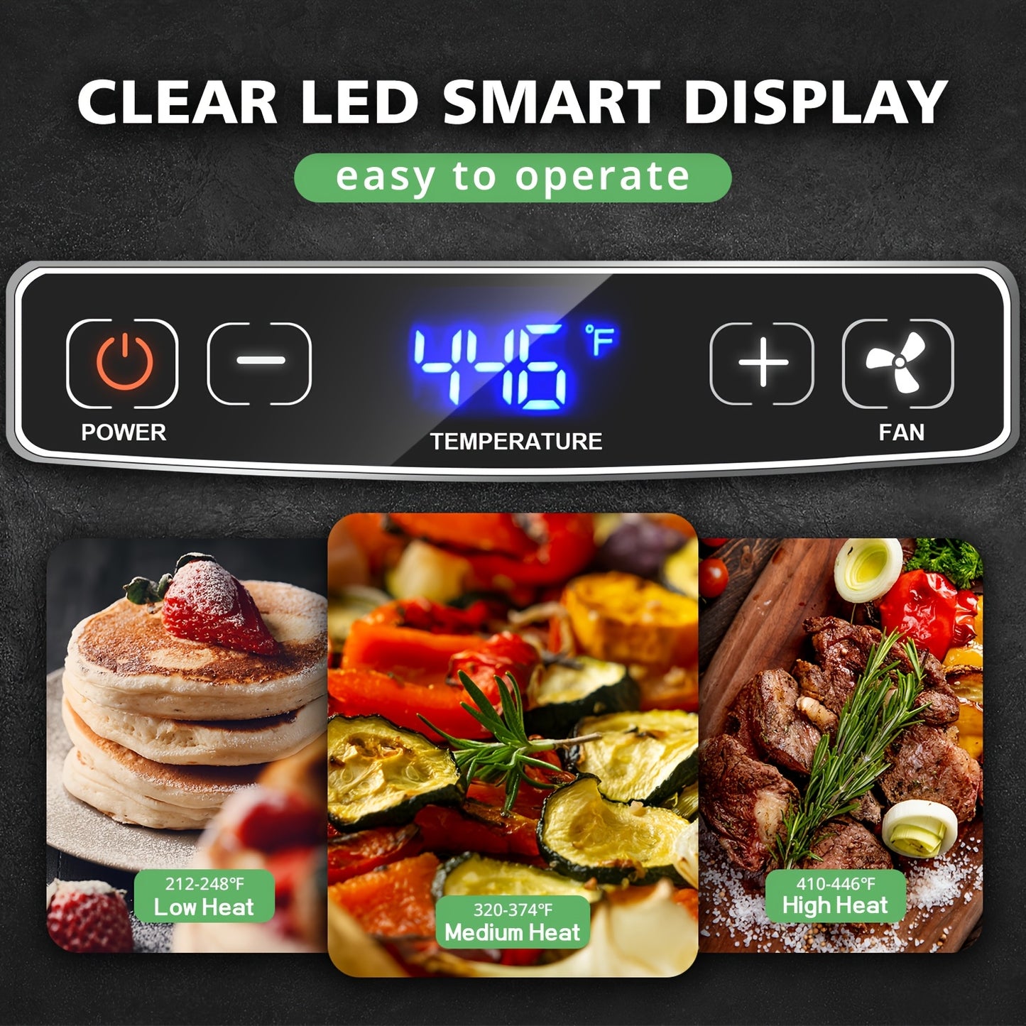 Smokeless Indoor Grill 1500W With LED Display Glass Lid