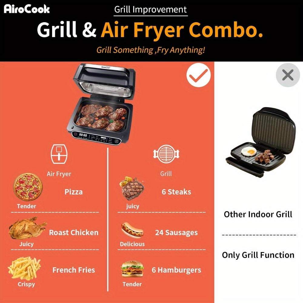 Geek Chef Indoor Grill And Air Fryer 7 In 1 Smokeless
