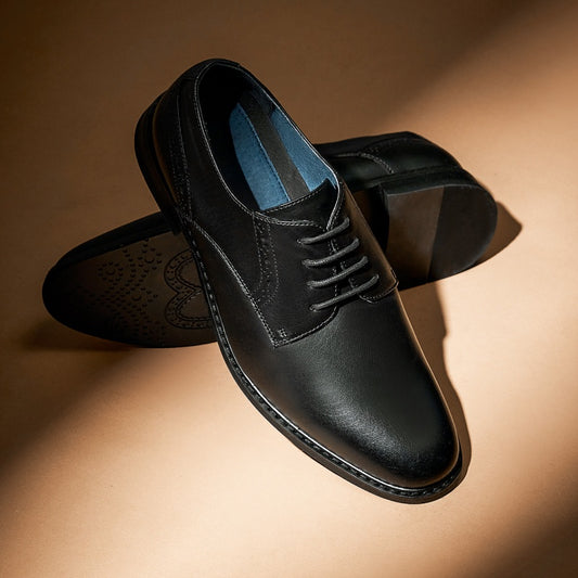 Bruno Marc Mens Wide Solid Dress Shoes With Rubber Sole