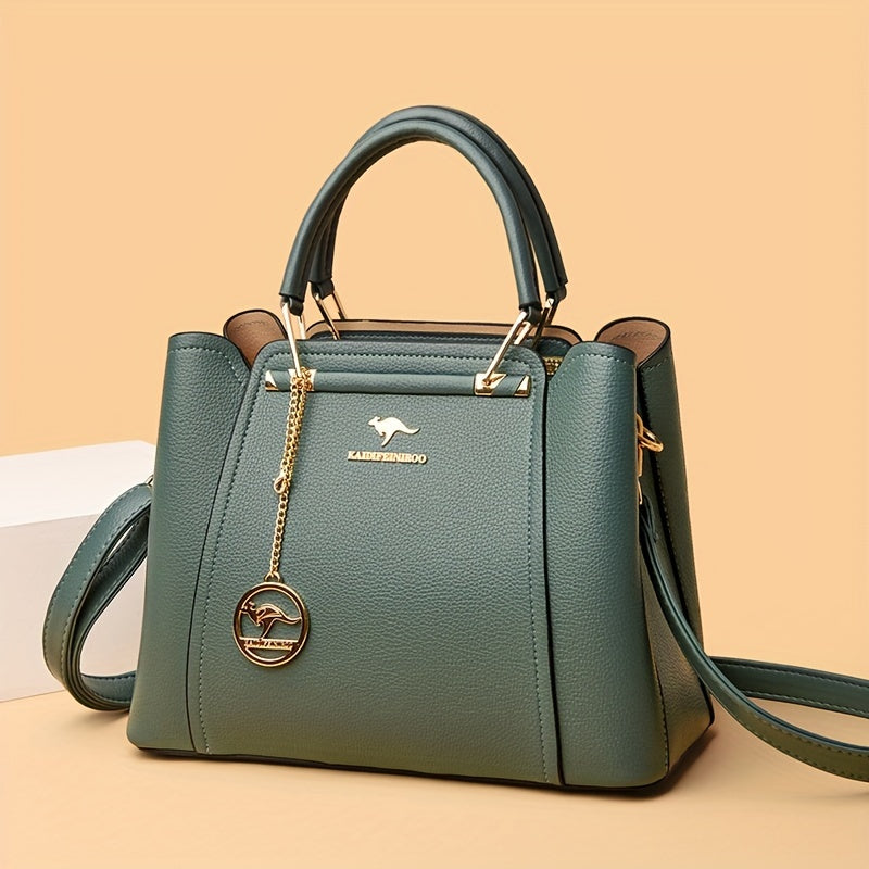 Nylon Convertible Crossbody Tote Bag With Golden Hardware
