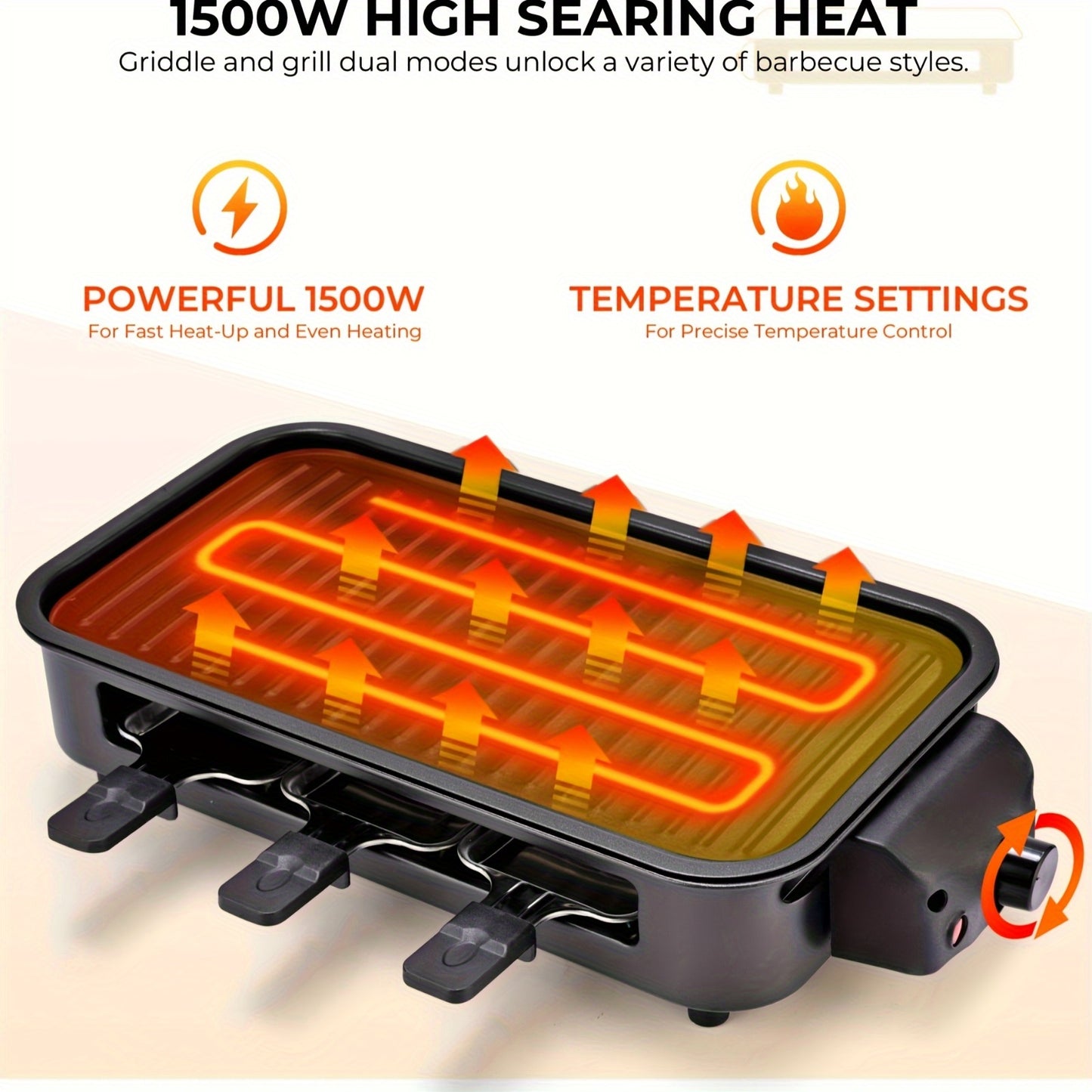 PUKOMC Electric Commercial Griddle 1500W Indoor Smokeless