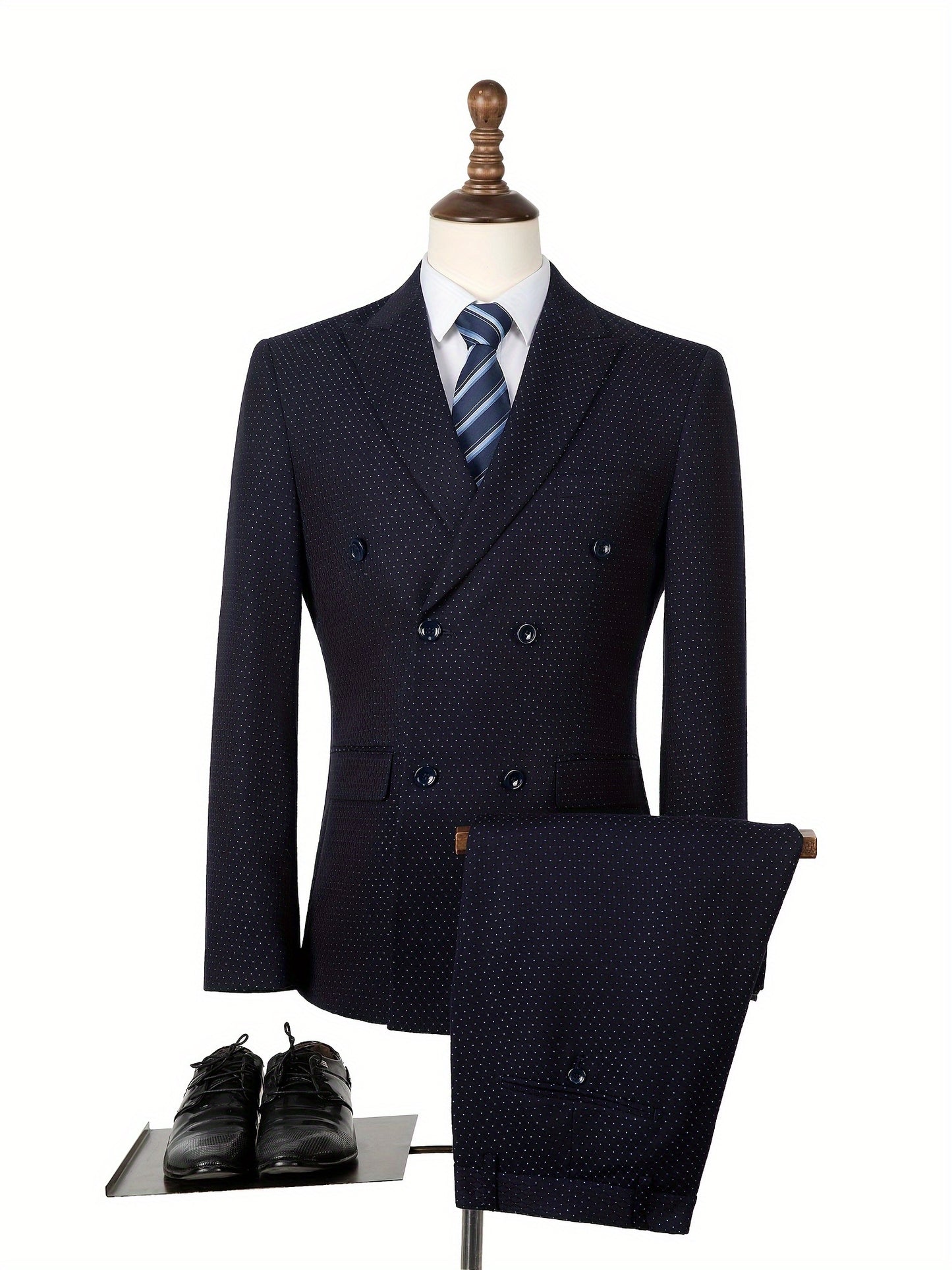 LYNERUN 3 Piece Suit Set Men Slim Fit Blazer Vest Pants