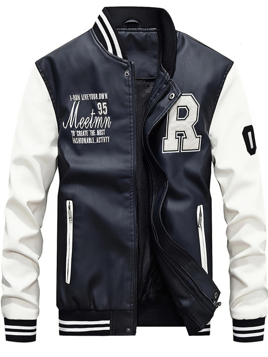 Mens Jacket Casual Baseball Stand Collar Slim Fit Coat