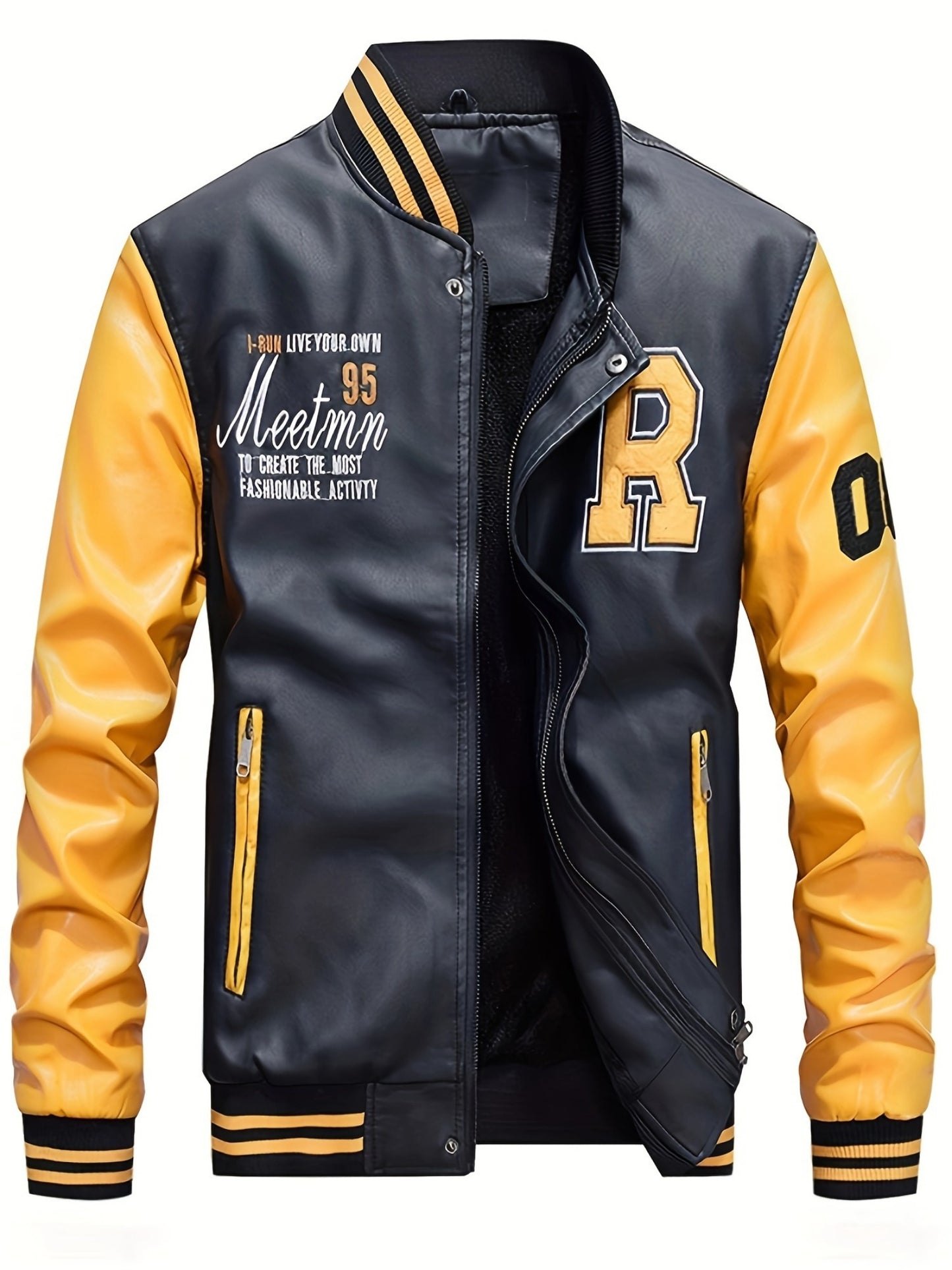 Mens Jacket Casual Baseball Stand Collar Slim Fit Coat