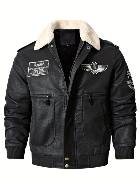 Men's Vintage Military Style Fleece Lined Bomber Jacket