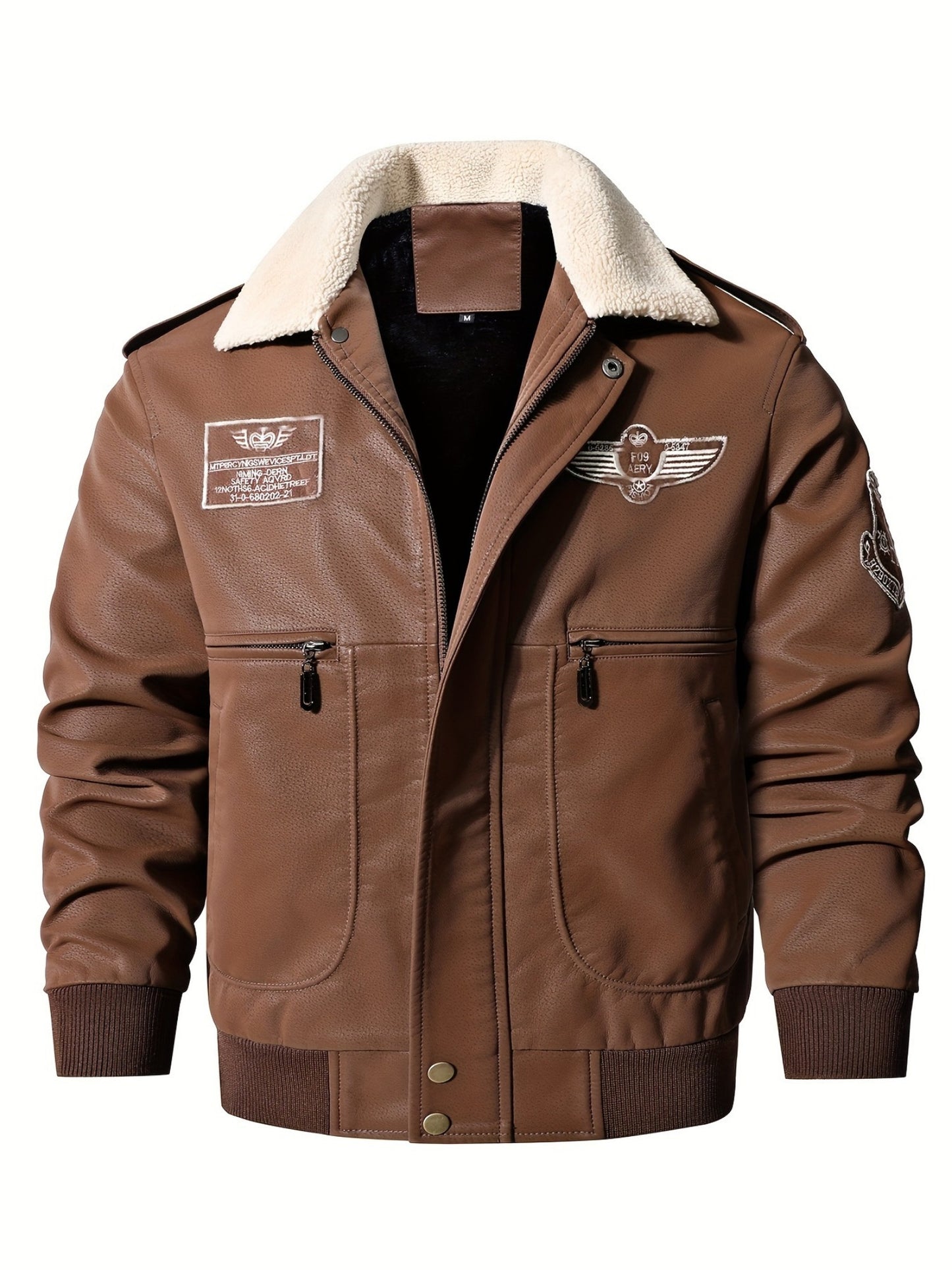 Men's Vintage Military Style Fleece Lined Bomber Jacket