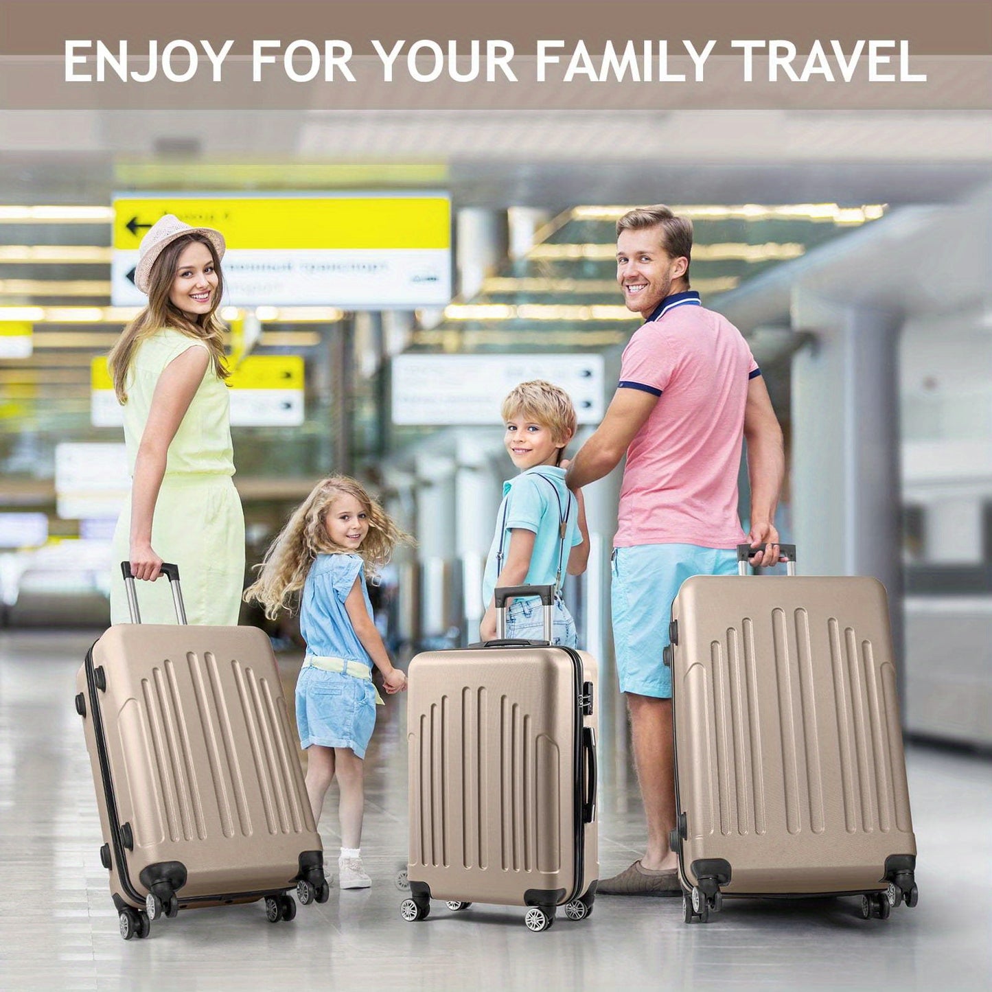 LEADZM Three Piece Nested Spinner Luggage Set With TSA Lock