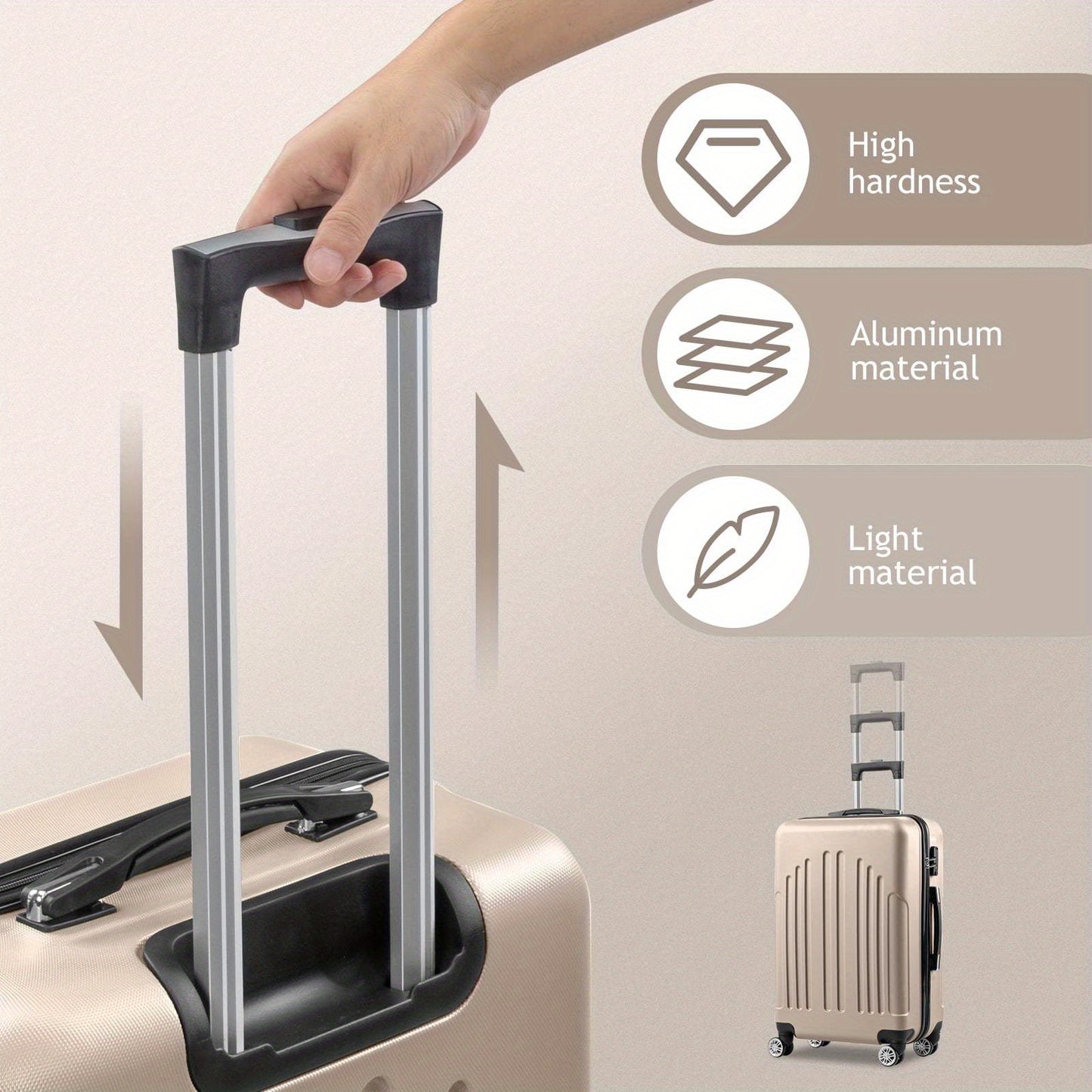 LEADZM Three Piece Nested Spinner Luggage Set With TSA Lock