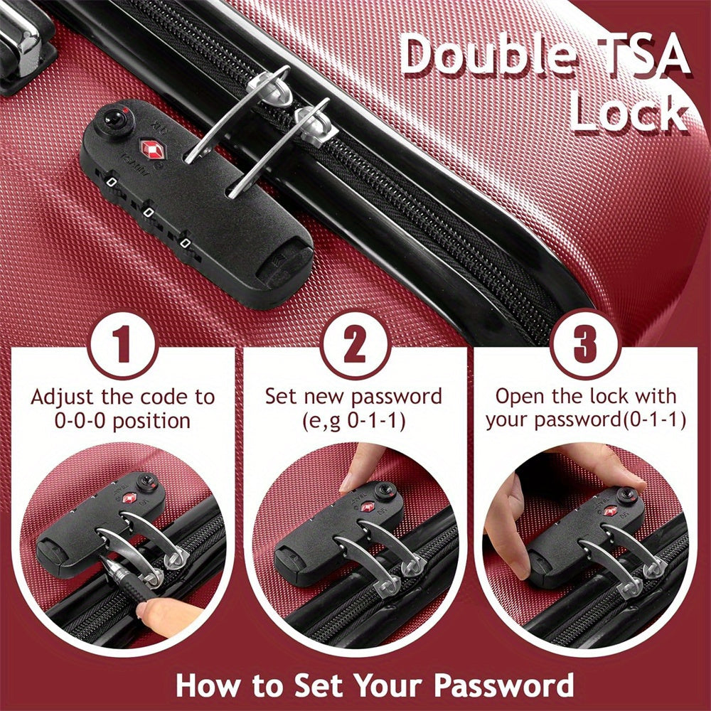 LEADZM Luggage Set 3pc Hardside Spinner Suitcases TSA Lock