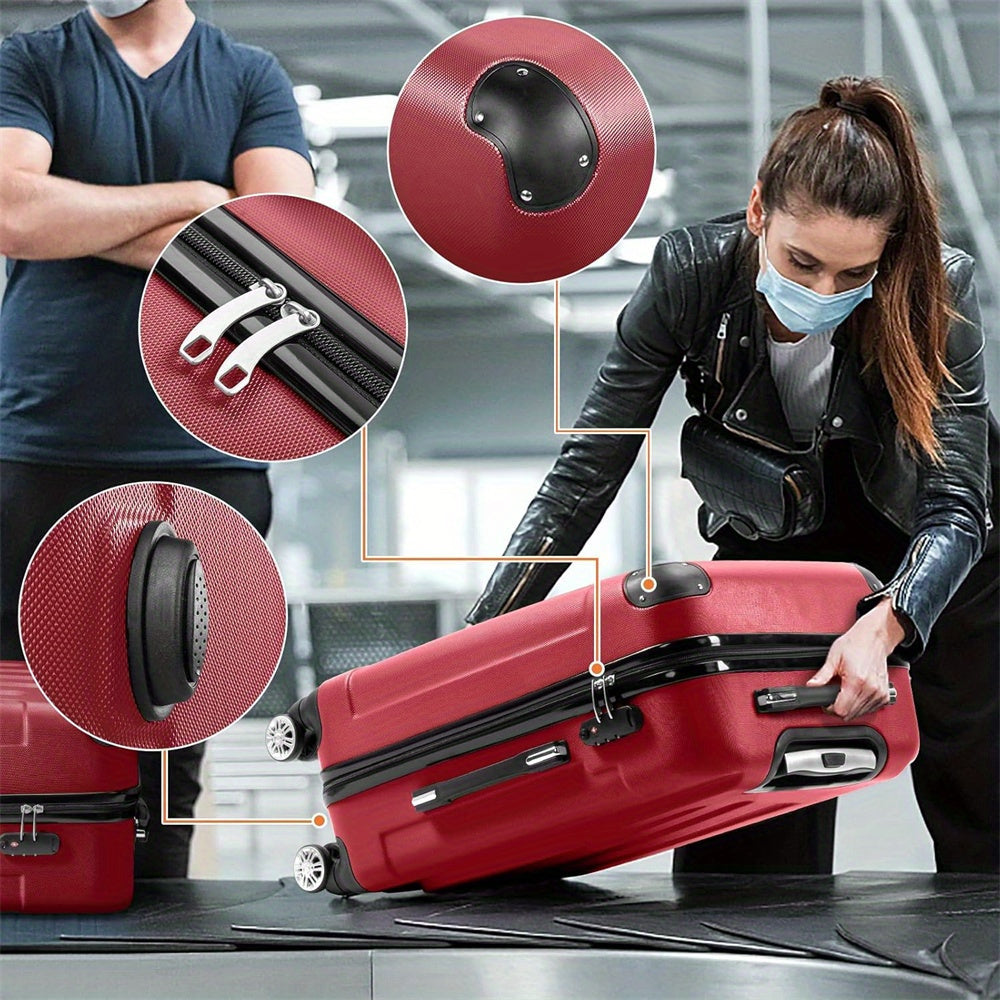 LEADZM Luggage Set 3pc Hardside Spinner Suitcases TSA Lock