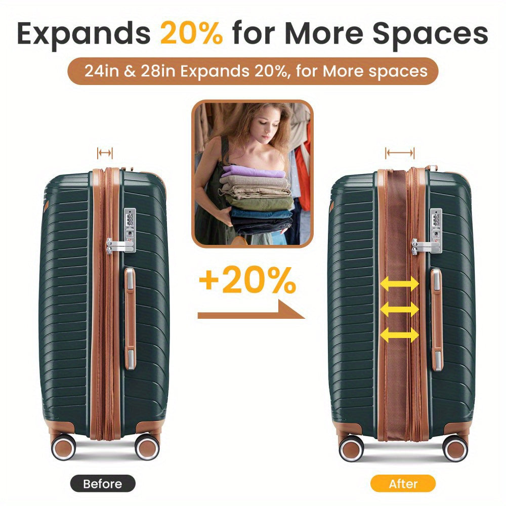 Lightweight 4 Piece Luggage Set With Spinner Wheels TSA Lock