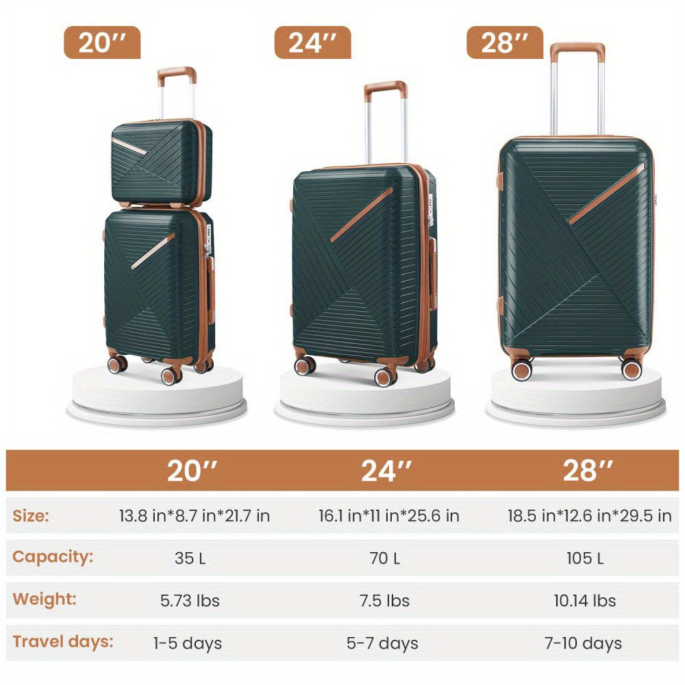Lightweight 4 Piece Luggage Set With Spinner Wheels TSA Lock