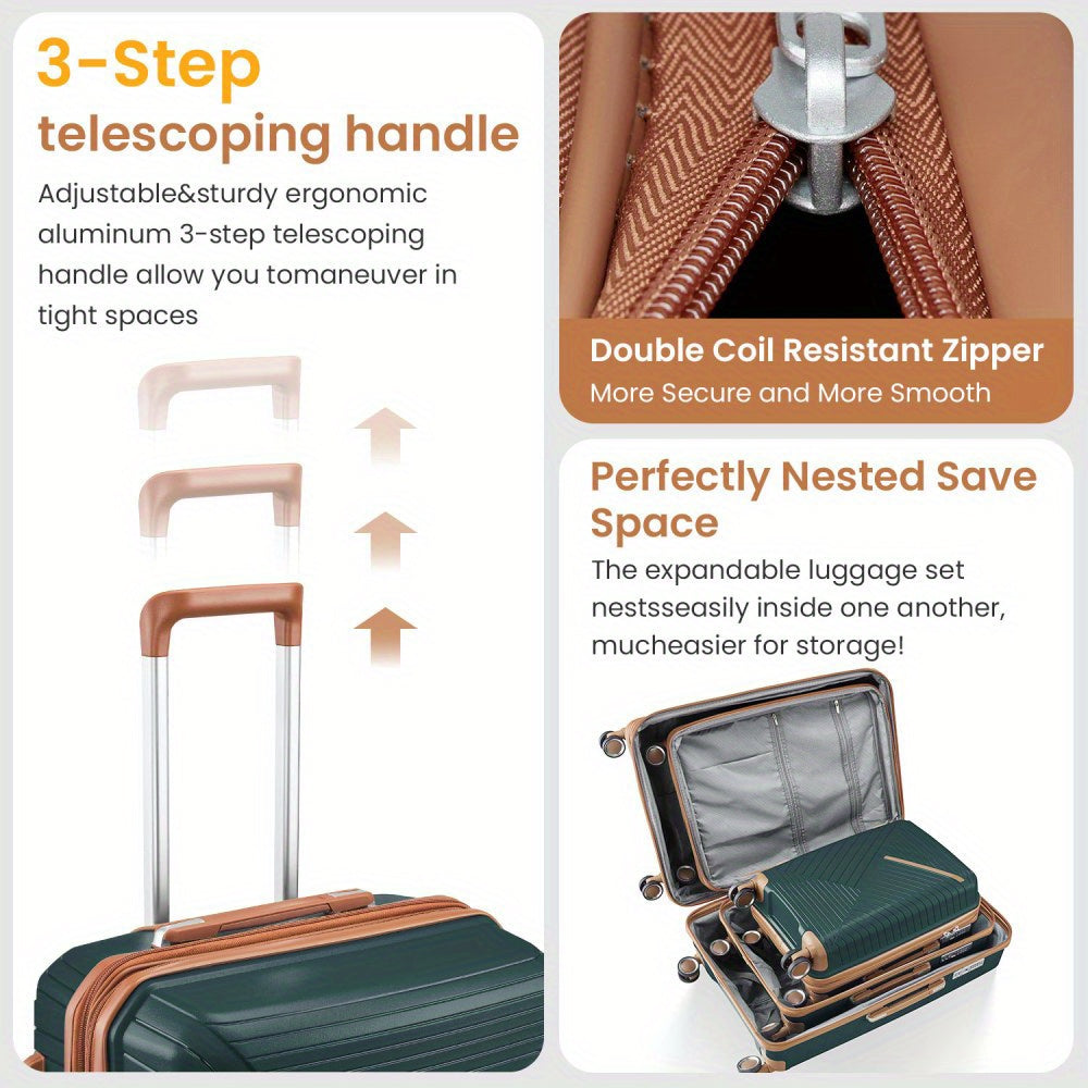 Lightweight 4 Piece Luggage Set With Spinner Wheels TSA Lock