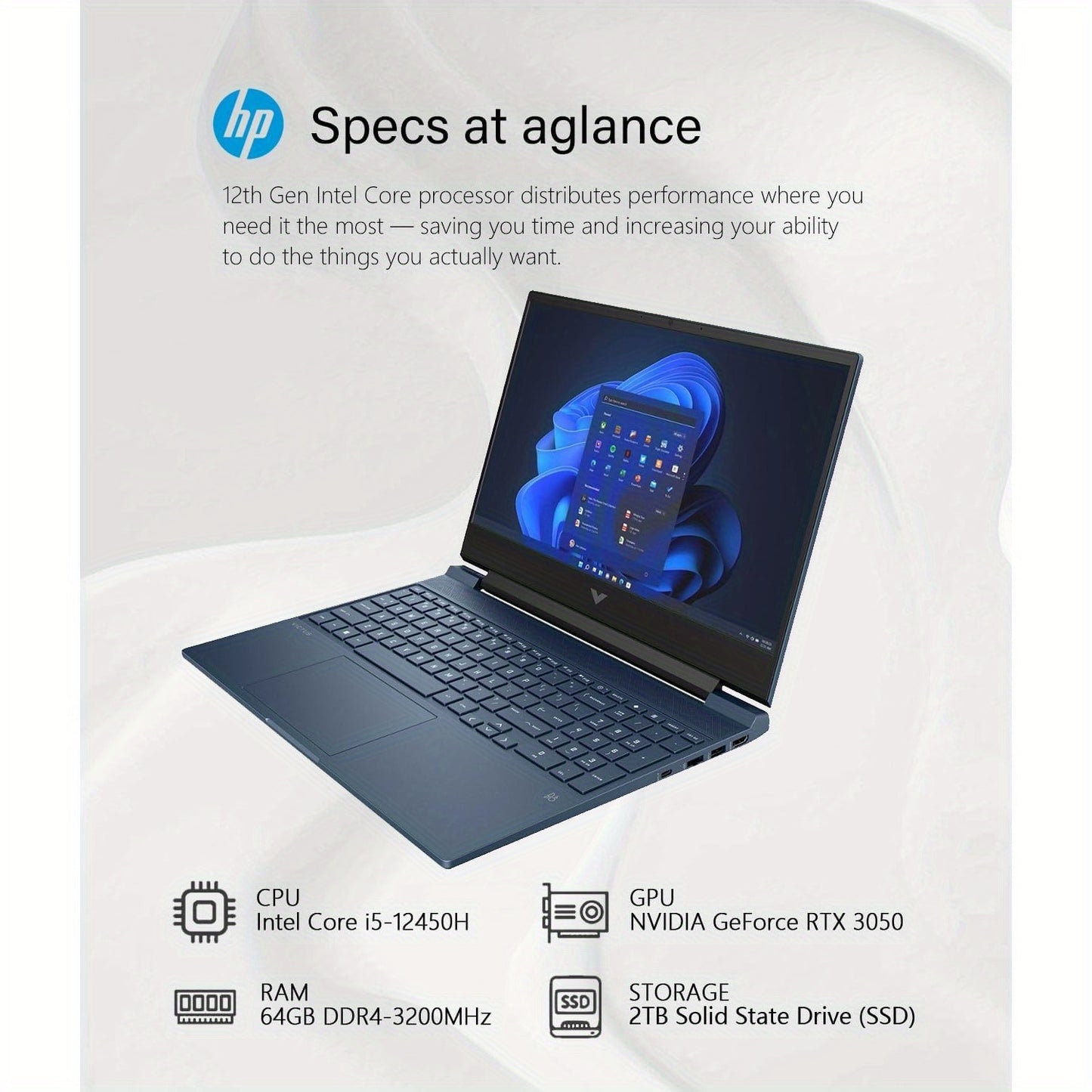 HP Victus Gaming Laptop RTX 3050 1TB SSD Windows 11