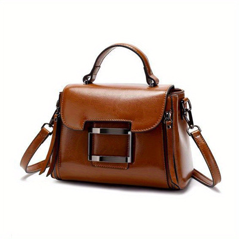 Genuine Leather Crossbody Bag Women Detachable Strap Handbag