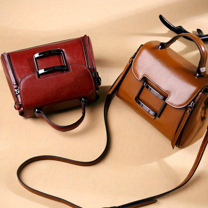 Genuine Leather Crossbody Bag Women Detachable Strap Handbag