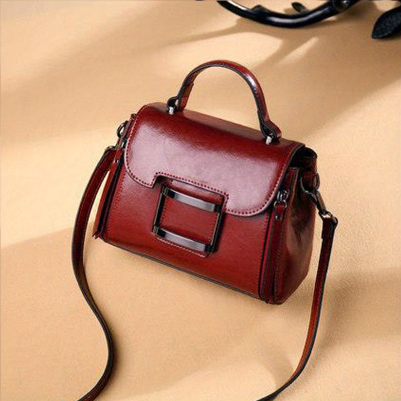 Genuine Leather Crossbody Bag Women Detachable Strap Handbag