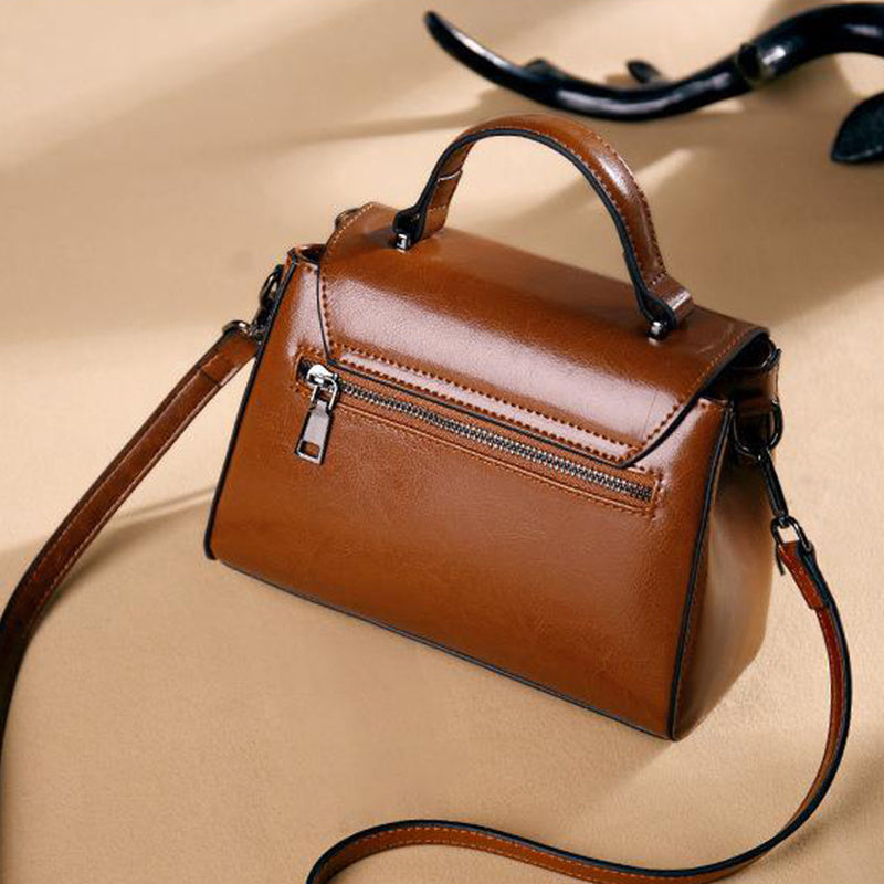 Genuine Leather Crossbody Bag Women Detachable Strap Handbag