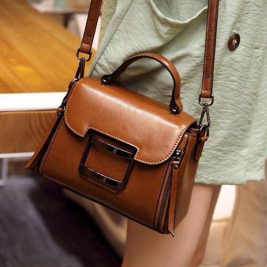 Genuine Leather Crossbody Bag Women Detachable Strap Handbag
