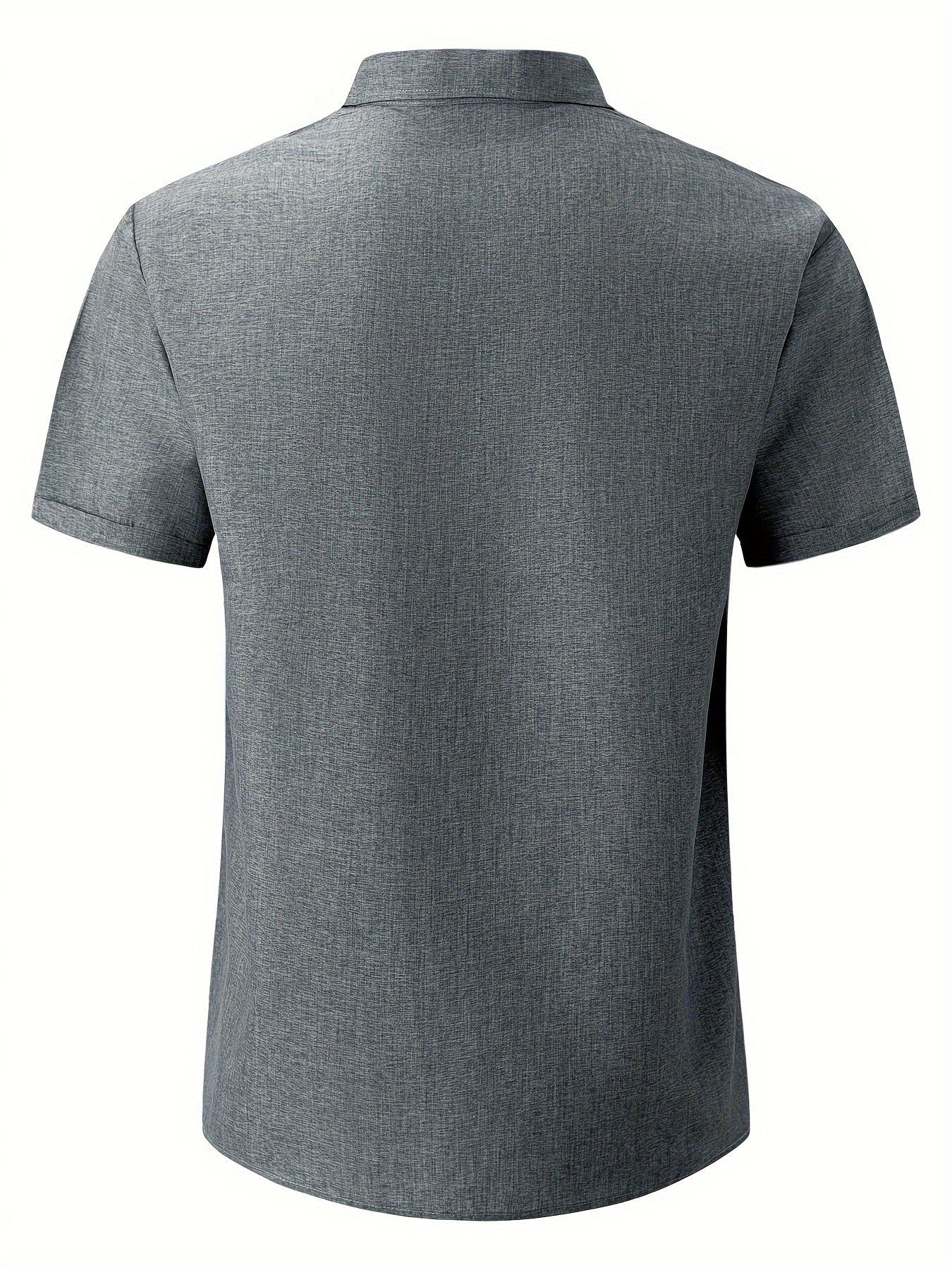 SCACTO Men's Lapel Short Sleeve Shirt Polyester Summer