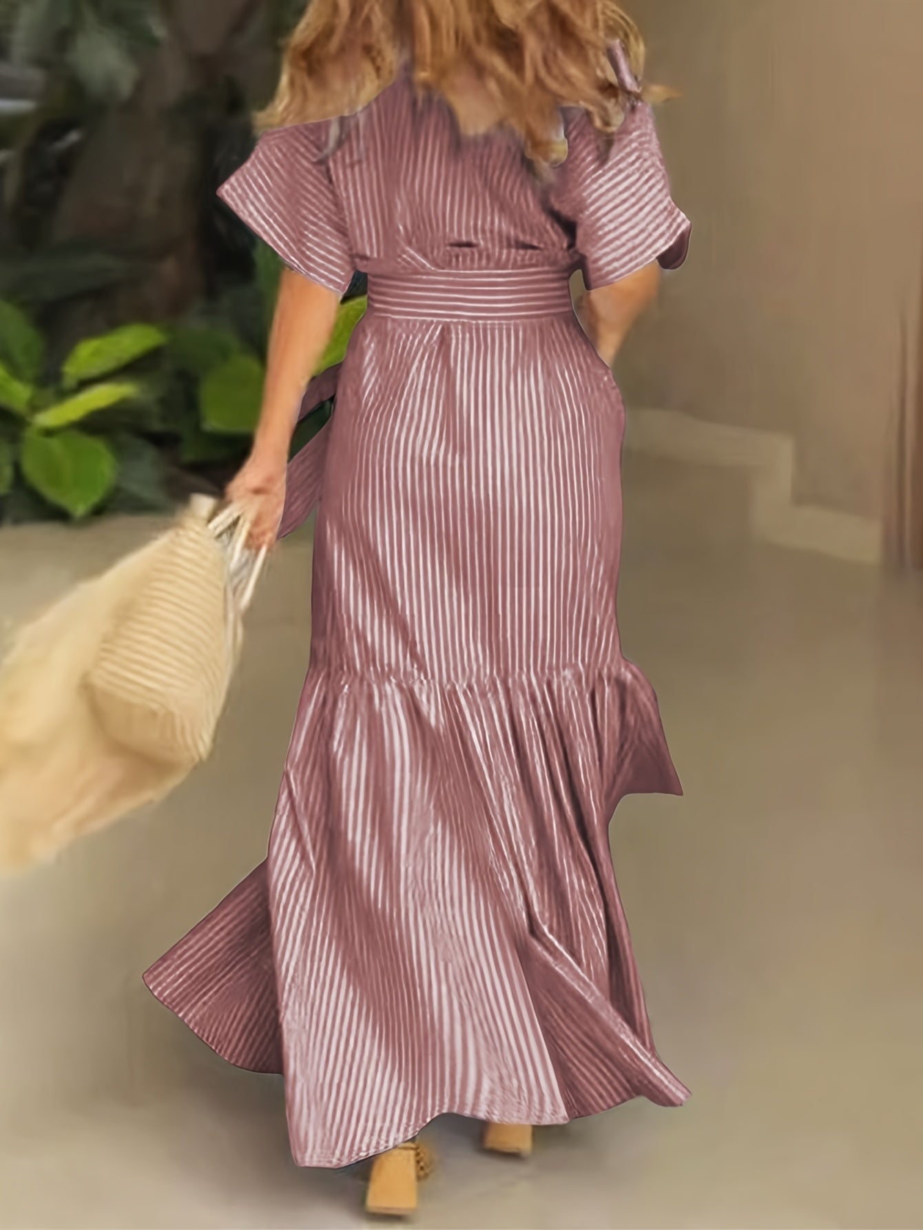 Digital Printed Striped Shirt Dress Long Length Regular Fit