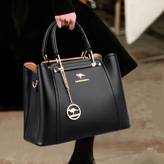 Nylon Convertible Crossbody Tote Bag With Golden Hardware