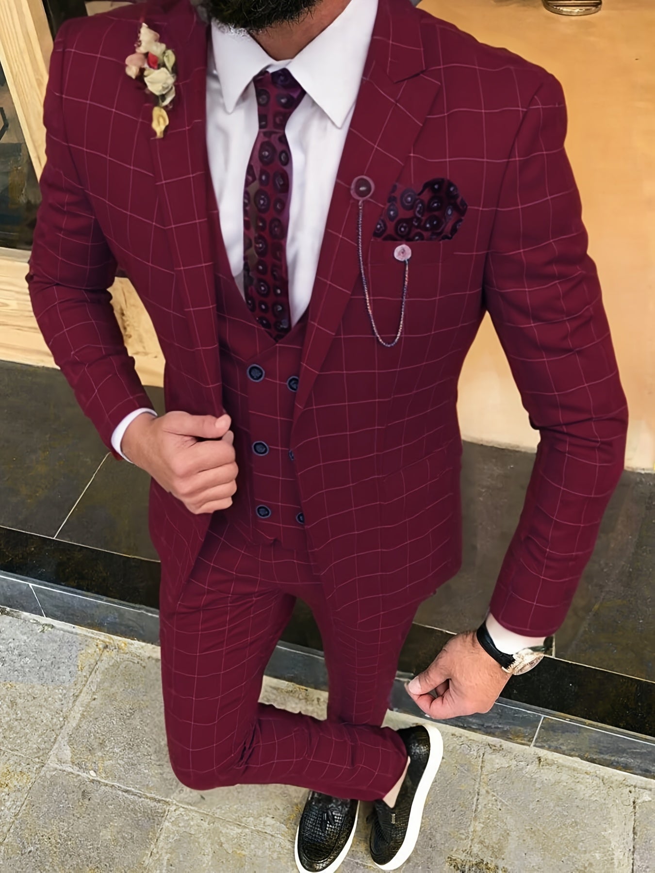Mens Stylish 3Piece Suits For Formal Wedding Bestman Prom