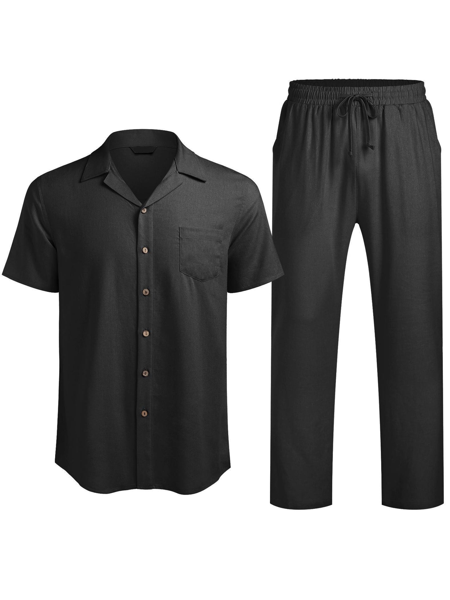 ELESOL Mens Linen Suit Two Piece Executive Set For Business