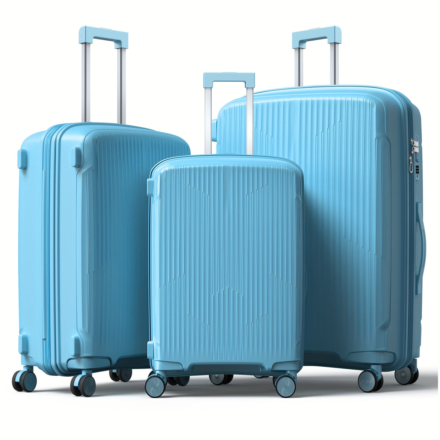NAZHURA 3pc Luggage Set Hardshell Spinner Wheels Case Lock
