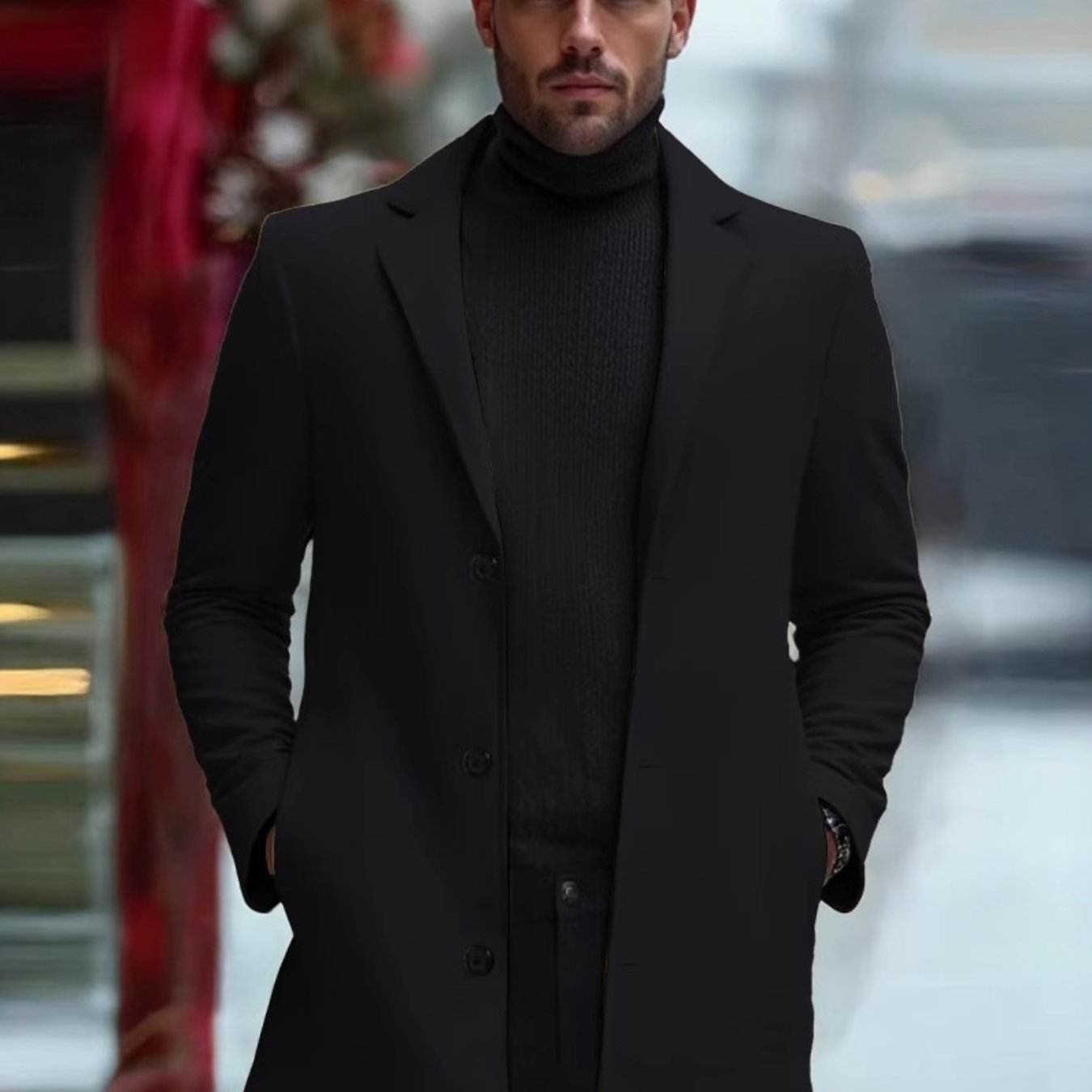 Slim Fit Fleece Coat With Lapel Collar Blazer Style Jacket