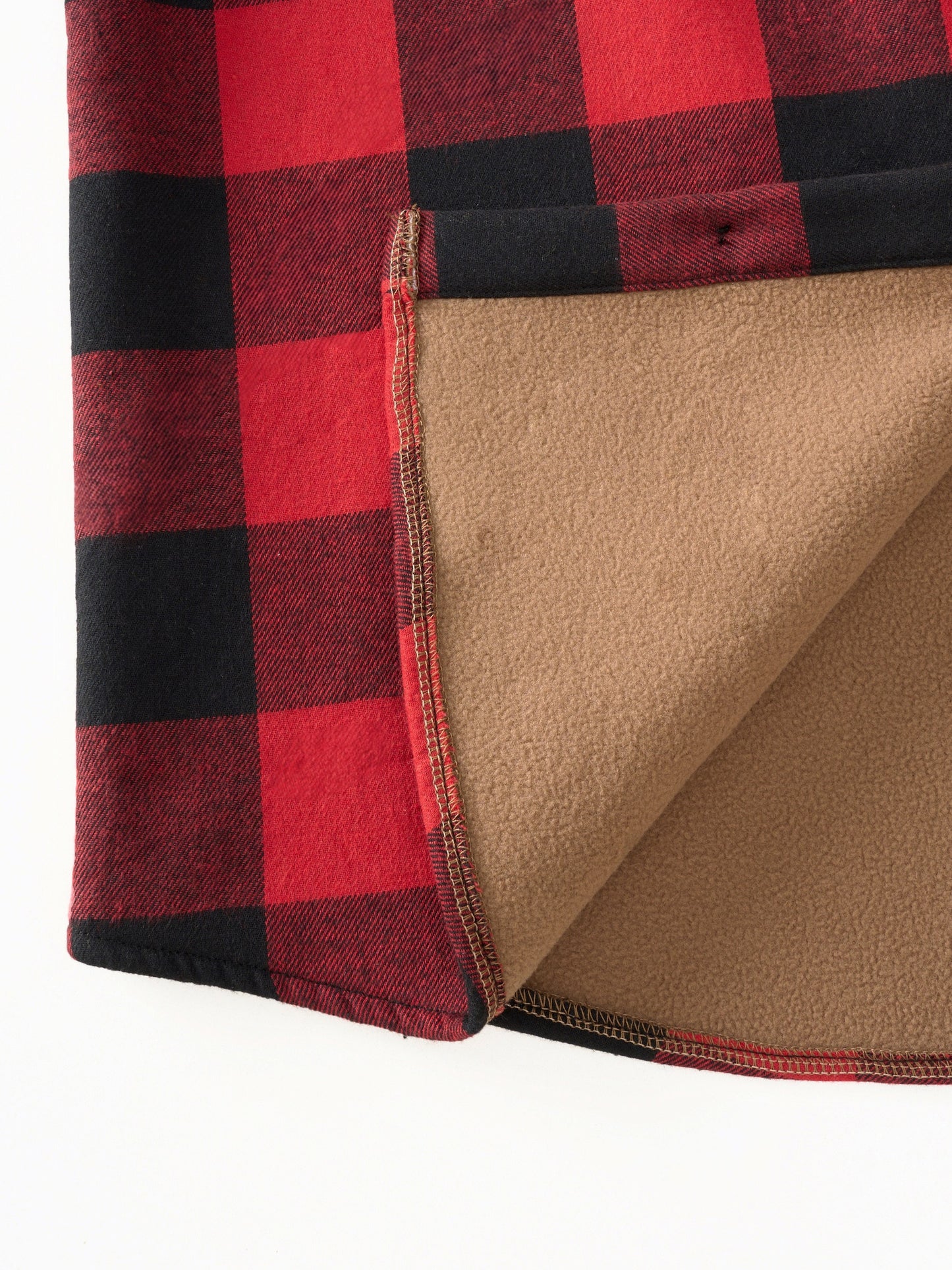 Men's Cotton Plaid Shirt Jacket With Fleece Lined Hood