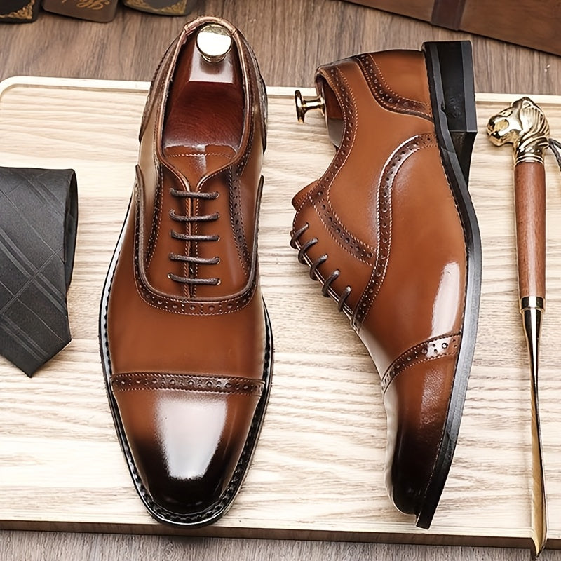 JASONSTAR Brogue Cap Toe Oxford Dress Shoes For Men