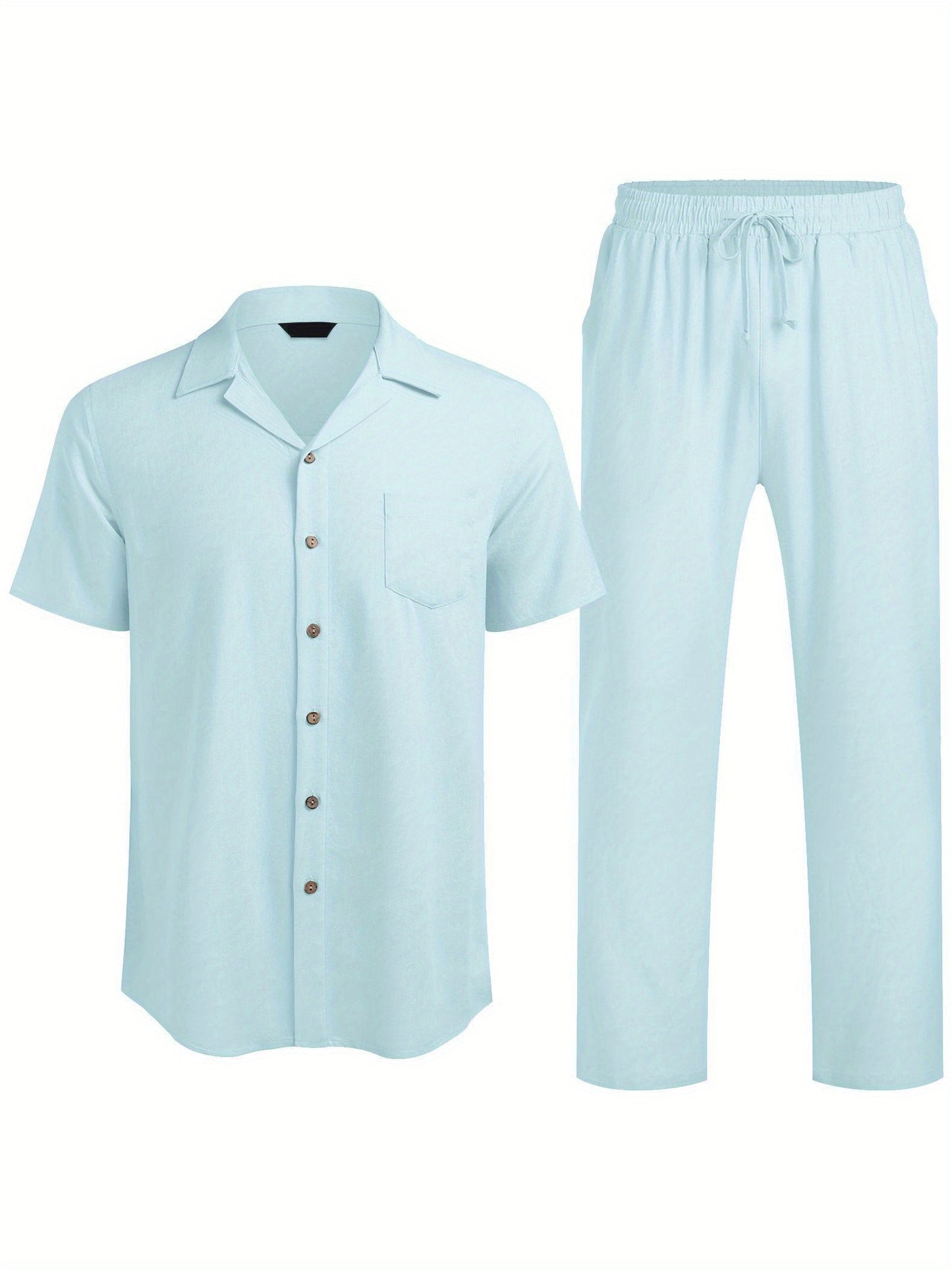 ELESOL Mens Linen Suit Two Piece Executive Set For Business