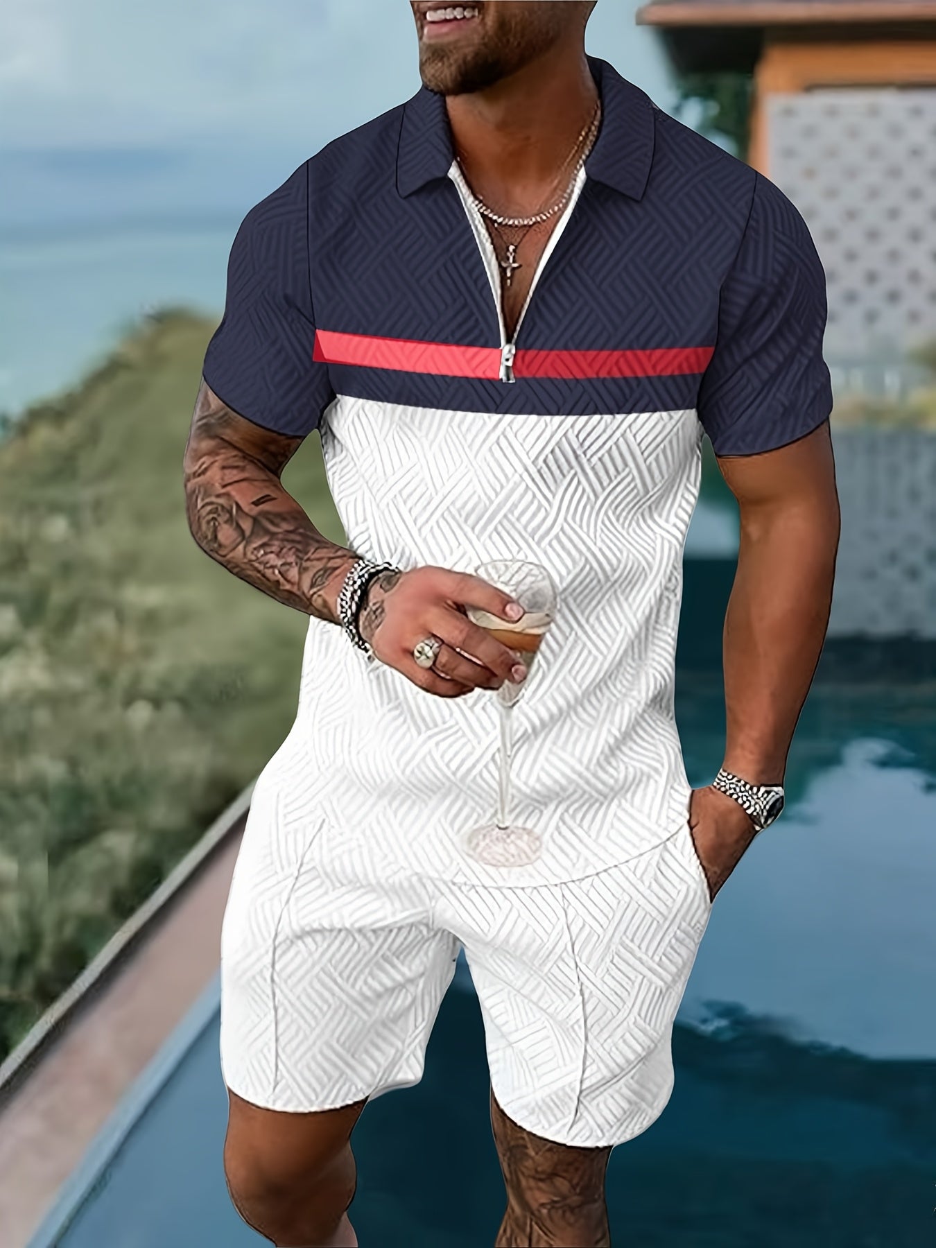 2Pc Men's Casual Sportswear Set 3D Printing T Shirt Shorts