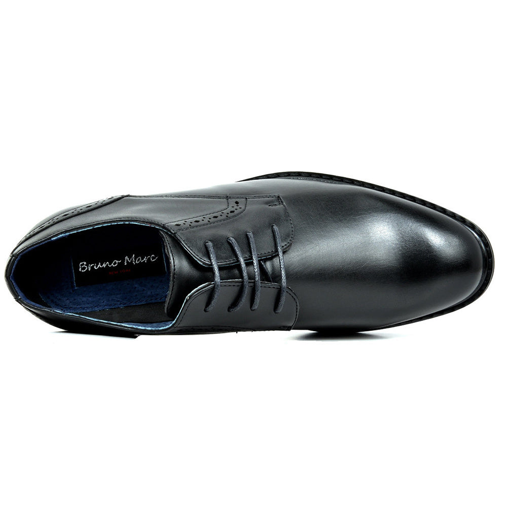 Bruno Marc Mens Wide Solid Dress Shoes With Rubber Sole