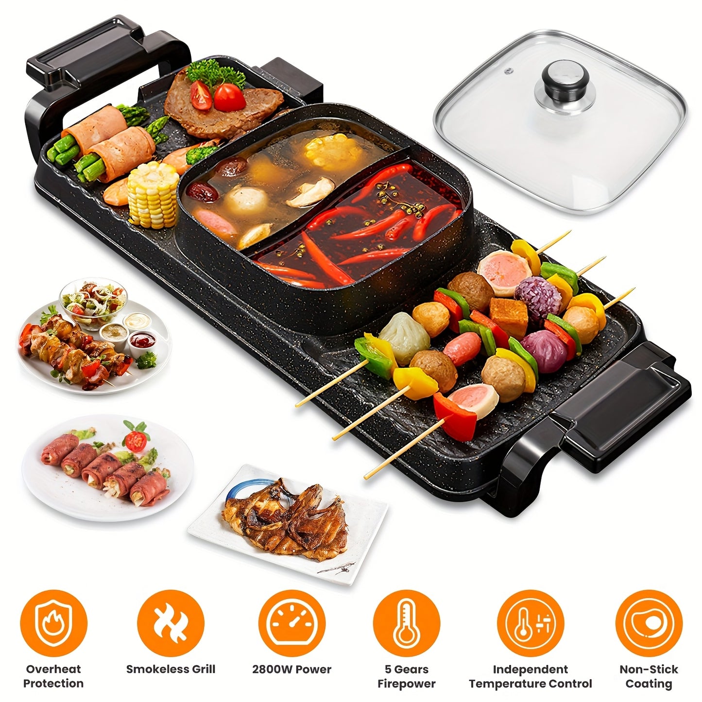 TAOTRONICS 2 In 1 Electric Hot Pot And Grill Smokeless