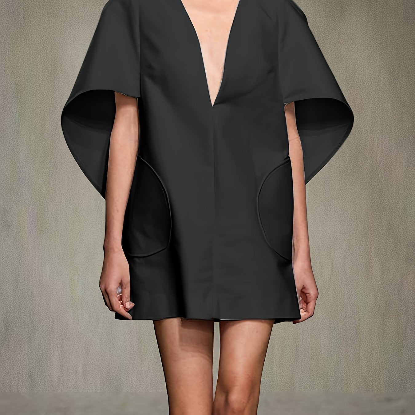 Chic Urban Mini Dress Polyester Spandex Deep V Neck