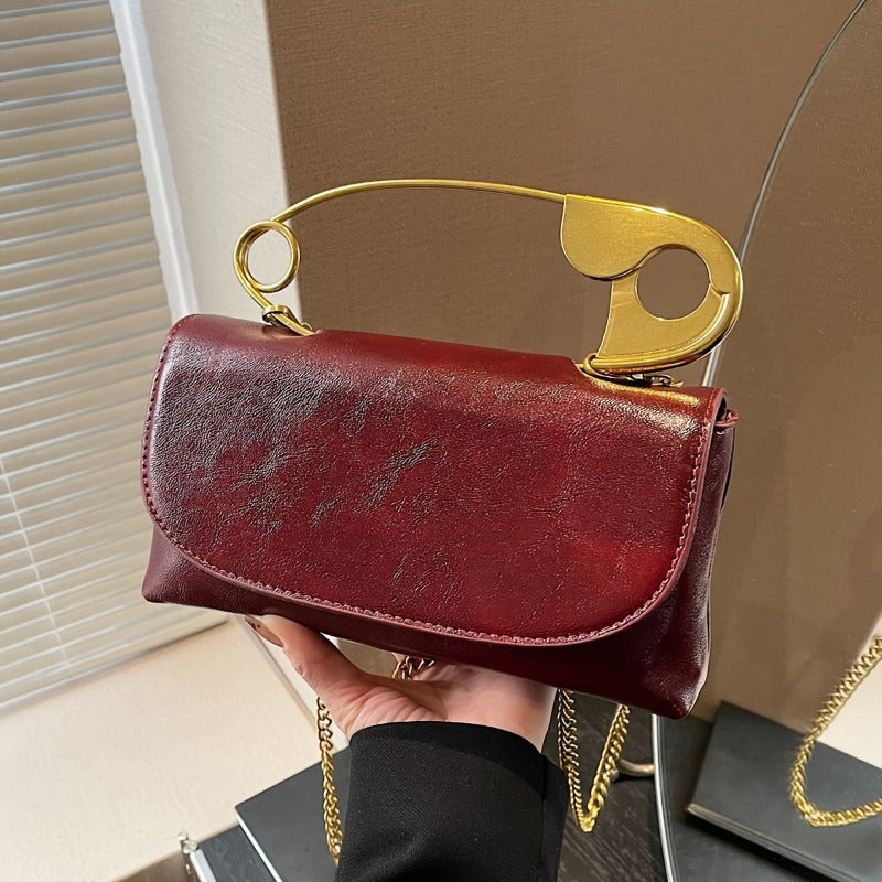 Elegant Faux Leather Crossbody Bag Removable Chain Strap