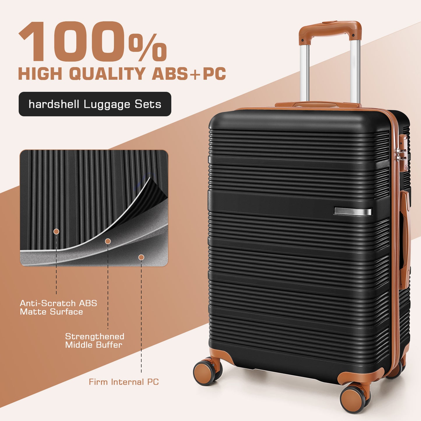Tooluck Hardshell Luggage Set With Combination Lock