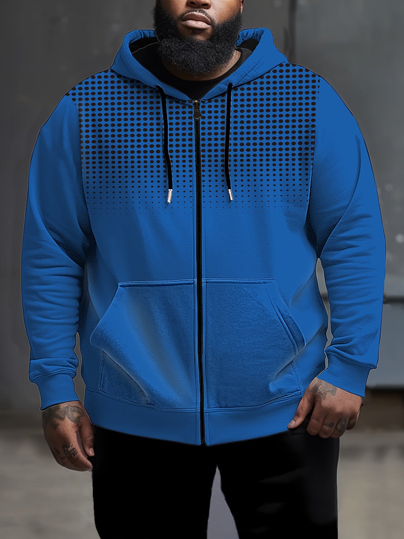 Men's Hooded Zip Up Hoodie Polka Dot Print Machine Washable